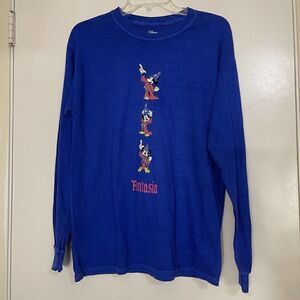 Disney Mickey Mouse Fantasia blue long sleeve crew neck shirt size Small